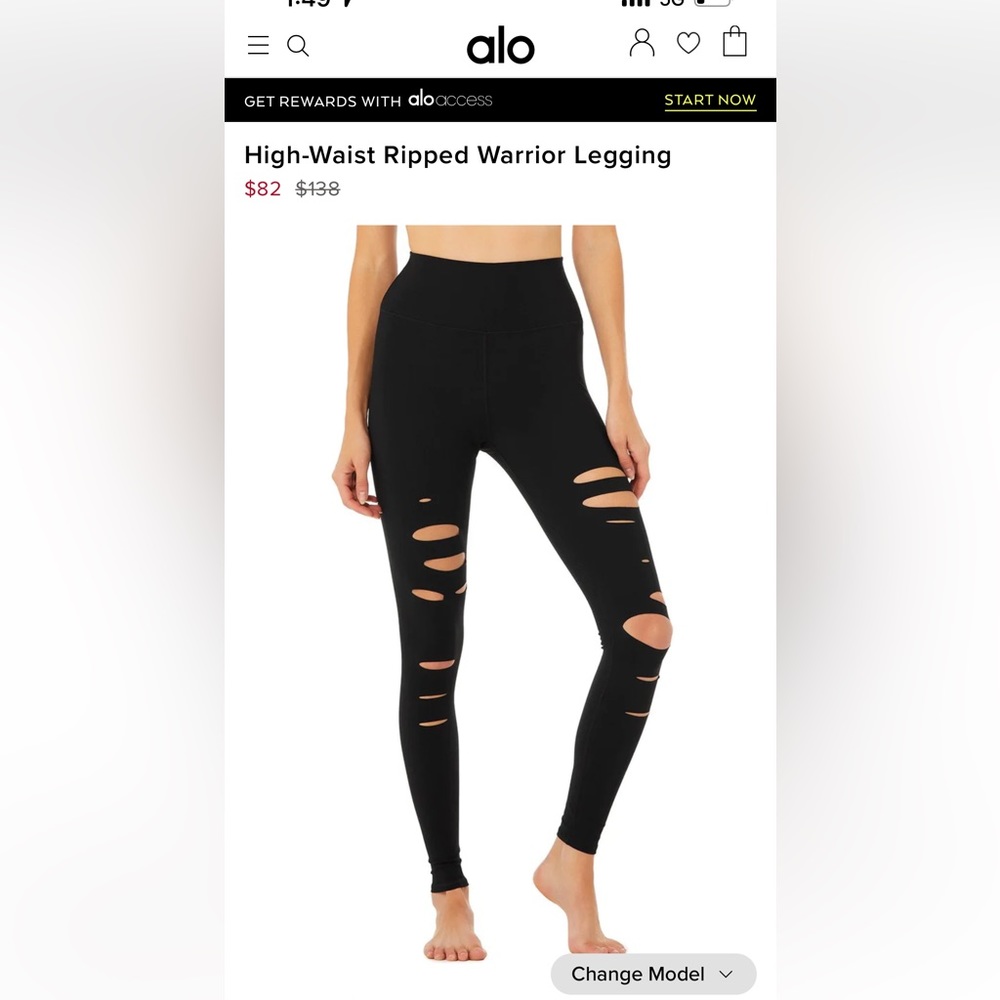 ALO Ripped Ripped Warrior legging-NEW-No tags